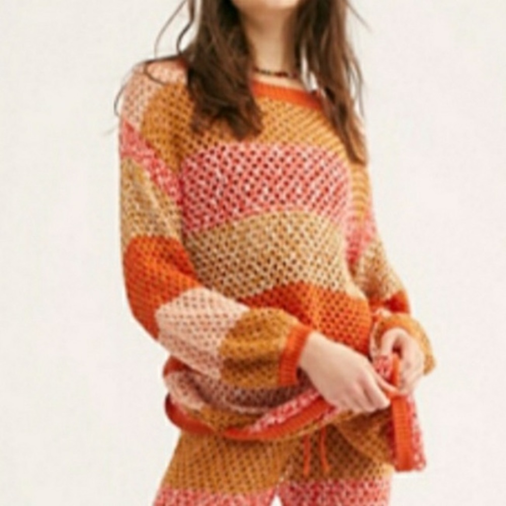 Free People Golden Hour Open Knit Sweater